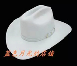 100%羊毛礼帽白色牛仔帽 毡帽 男士大檐帽子女士大檐定型帽子
