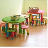 儿童塑料桌椅 阿木童圆桌吃饭桌餐桌椅 宝宝学习 幼儿园塑料桌椅