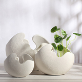 景德镇陶瓷器白色蛋壳创意小花瓶现代艺术客厅装饰品水培插花摆件