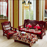 法莱绒红实木单沙发坐垫实木长椅垫布艺加厚秋冬单坐垫防滑