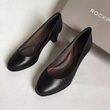 Rockport乐步新款女鞋商务职业单鞋真皮舒服粗跟圆头ol高跟鞋
