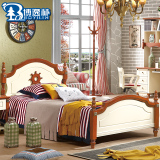 儿童床男孩女孩地中海美式乡村床1.2米1.5单人床实木卧室套房家具