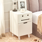 实木创意小床头柜白色简约现代儿童环保卡通笑脸超窄带门储物柜