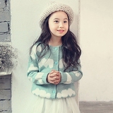 韩国女童毛衣开衫秋冬装2015新款童装纯棉保暖针织衫儿童提花外套