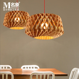 北欧设计师艺术创意原木质个性餐厅吊灯客厅灯简约实木光艺吊灯具