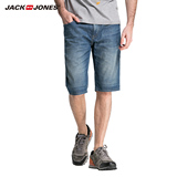 JackJones杰克琼斯纯棉修身直筒薄款男士夏季牛仔短裤O|215243006