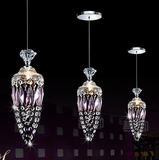 紫色水晶单头LED吊灯单个1个吊灯闪闪美甲店铺用的单独吊灯