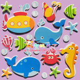 泡沫海绵EVA立体墙贴幼儿园教室环境布置动物小鱼海底世界新款
