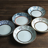 和风四季/釉下彩日式餐具手绘圆盘陶瓷盘/饭盘/盘子/创意个性汤盘