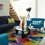 加厚腈纶地毯 现代简约客厅茶几地毯卧室床边毯满铺定制 彩色格子