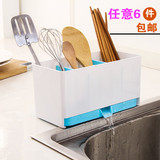 厨房水槽边沥水餐具收纳盒 创意筷子勺子笼沥水架可拆卸分格整理