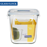 Glasslock韩国进口正品乐扣钢化玻璃微波炉正方形保鲜盒饭盒920ml