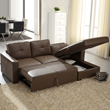 新款小户型多功能头层牛皮转角皮艺沙发 客厅l组合两用真皮沙发床