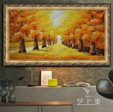 纯手绘油画 欧式油画玄关办公室背景画抽象画黄金大道发财树517-3