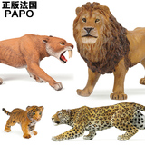 正版法国PAPO动物模型玩具狮子老虎豹子狼剑齿虎狼仿真恐龙模型