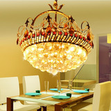 欧式水晶吊灯创意花篮水晶灯客厅灯餐厅灯卧室灯黄色LED小吊灯饰