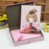 韩版创意花花姑娘32K盒装带锁密码锁本学生日记本女礼品特价包邮