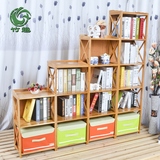 竹趣楠竹组合书柜儿童书架储物柜欧式简易实木玩具收纳柜子置物架