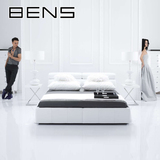 BENS奔斯现代双人床软体床真皮床1.8米婚床高箱储物床小户型9251
