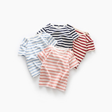 80-130男童条纹短袖T恤(天竺有机棉) 宝宝夏季薄款纯棉汗衫 很软