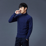 冬季男毛衣高领加厚纯色韩版套头针织衫纯色修身青年男士线衣外套