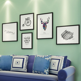简约北欧装饰画沙发背景墙壁装饰壁画组合麋鹿画客厅创意餐厅挂画
