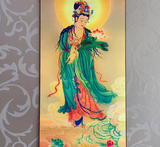 h宗教 观音菩萨 人物佛像 丝绸卷轴画 中国画 字画 挂画