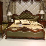 欧式别墅奢华双人床美式高档真皮床1.8米皮艺大床欧式古典婚床