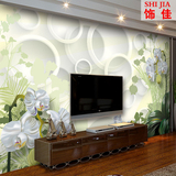 电视背景墙纸壁纸客厅3D立体无缝墙布大型壁画现代简约 清爽百合