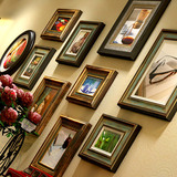 高端奢华复古全实木美式照片墙相框创意组合客厅相片无痕挂墙壁画
