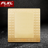 3D格纹金 FLKL86型香槟金墙壁开关插座面板正品 白板空白面板挡板