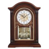 霸王（POWER）钟表 欧式复古台钟客厅办公室实木座钟 咖木色