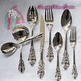 西式包银玫瑰 欧式宫廷西餐刀叉勺汤勺套装 复古勺子 西餐餐具