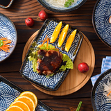 日本进口美浓烧 釉下彩日式和风陶瓷餐具 平盘深盘汤盘子碟子