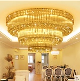 豪华金色客厅水晶吸顶灯高档大气LED圆形餐厅酒店大堂灯1.2 1.5米