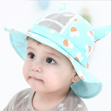 婴儿帽子1-2岁夏天宝宝太阳帽男女童防晒渔夫遮阳帽儿童盆帽网帽