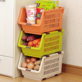日本进口可叠加水果蔬菜厨房置物架储物架收纳架转角架塑料用品