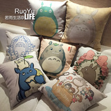 日式动画漫画卡通棉麻抱枕龙猫周边麻布抱枕套装饰靠垫沙发靠枕