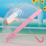 清仓可爱波点斑马纹碗状儿童透明长柄雨伞韩国创意公主阿波罗长伞