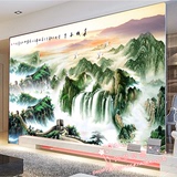 大型壁画客厅沙发电视背景墙壁纸中式国画山水风景墙纸 万里长城