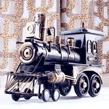 铁艺火车头摆件 复古蒸汽火车头模型 金属工艺品纯手工铁艺工艺品