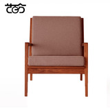艺百分新中式休闲椅实木单人沙发客厅成套家具布艺办公椅会所促销