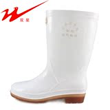 秋冬季中筒雨靴青年保暖女款防滑白色卫生耐酸防水元宝雨鞋