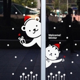2015圣诞节小熊玻璃贴纸窗贴新年装饰贴橱窗贴店铺移门雪花墙贴纸