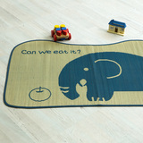 家世界儿童爬行地毯草席 客厅卧室床边榻榻米防滑垫子凉席 大象