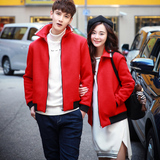 新款情侣装红色短款韩版修身男女学生棉服立领青年外套常规棉衣