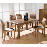 韩式榆木整装餐桌简约现代餐桌椅组合餐厅实木长方形6人饭桌