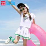 韩都衣舍米妮哈鲁2016夏季新品B类女童韩版短袖裙子两件套装
