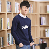男装夏季新款日系韩版修身潮男毛衣英伦青年英伦学生打底针织衫