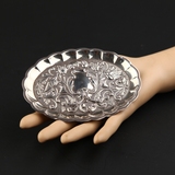 西洋古董 银器 收藏 西班牙 纯银 花鸟浮雕 干果盘子 首饰碟 烟缸